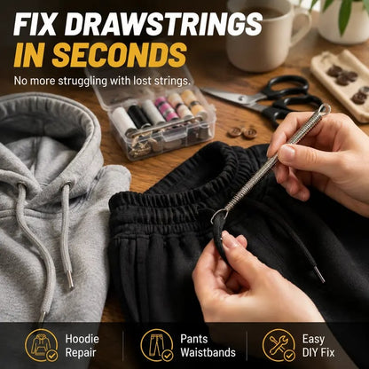 2Pcs Flexible Drawstring Threading Tool 🧵 Bendable Metal Spring Threader for Hoodies Pants Shoelaces