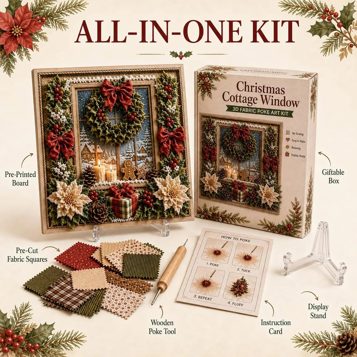 🎁🎅3D Christmas Fabric Poke Art Kit
