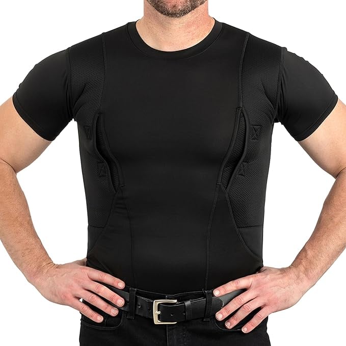 Compression Tactical Short Sleeve T-Shirt with Dual Side Hidden Pockets