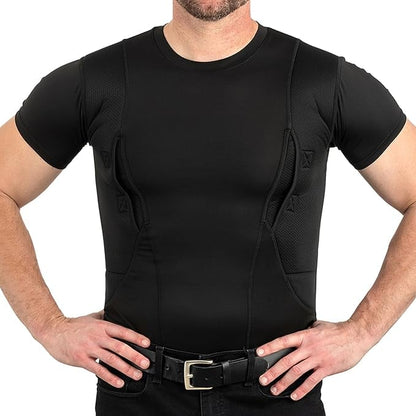 Compression Tactical Short Sleeve T-Shirt with Dual Side Hidden Pockets