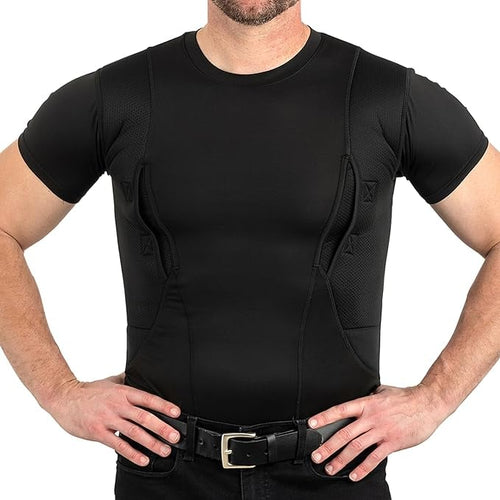 Compression Tactical Short Sleeve T-Shirt with Dual Side Hidden Pockets