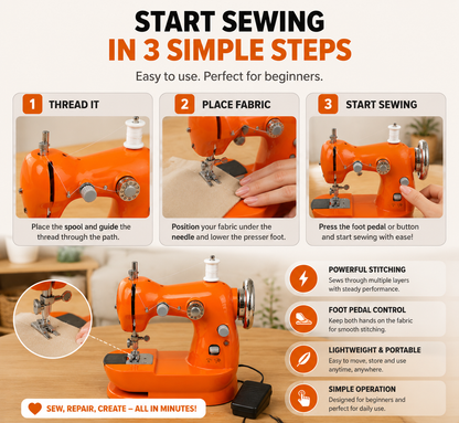 🏠 HOME DIY SALE | Mini Electric Sewing Machine – Compact Sewing Helper for Repairs, Crafts & Creative Projects