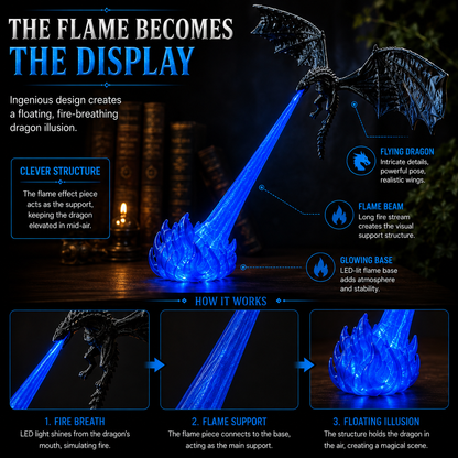 🔥 HOT SALE 🐉| 3D Fire-Breathing Dragon LED Display – Fantasy Bookshelf Decor with Glowing Flame