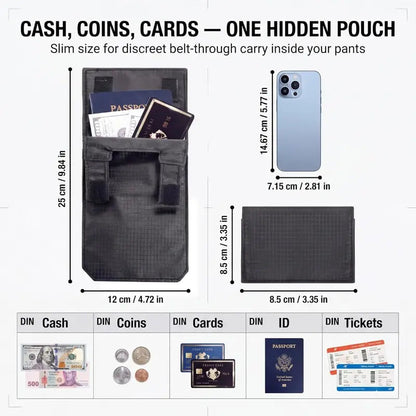 ✈️ Hidden Anti-Theft Passport Pouch – Slim Travel Security Belt Wallet for Cash, Cards & Documents