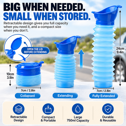 🚗 750ml Retractable Emergency Urinal – Portable Travel & Camping Toilet