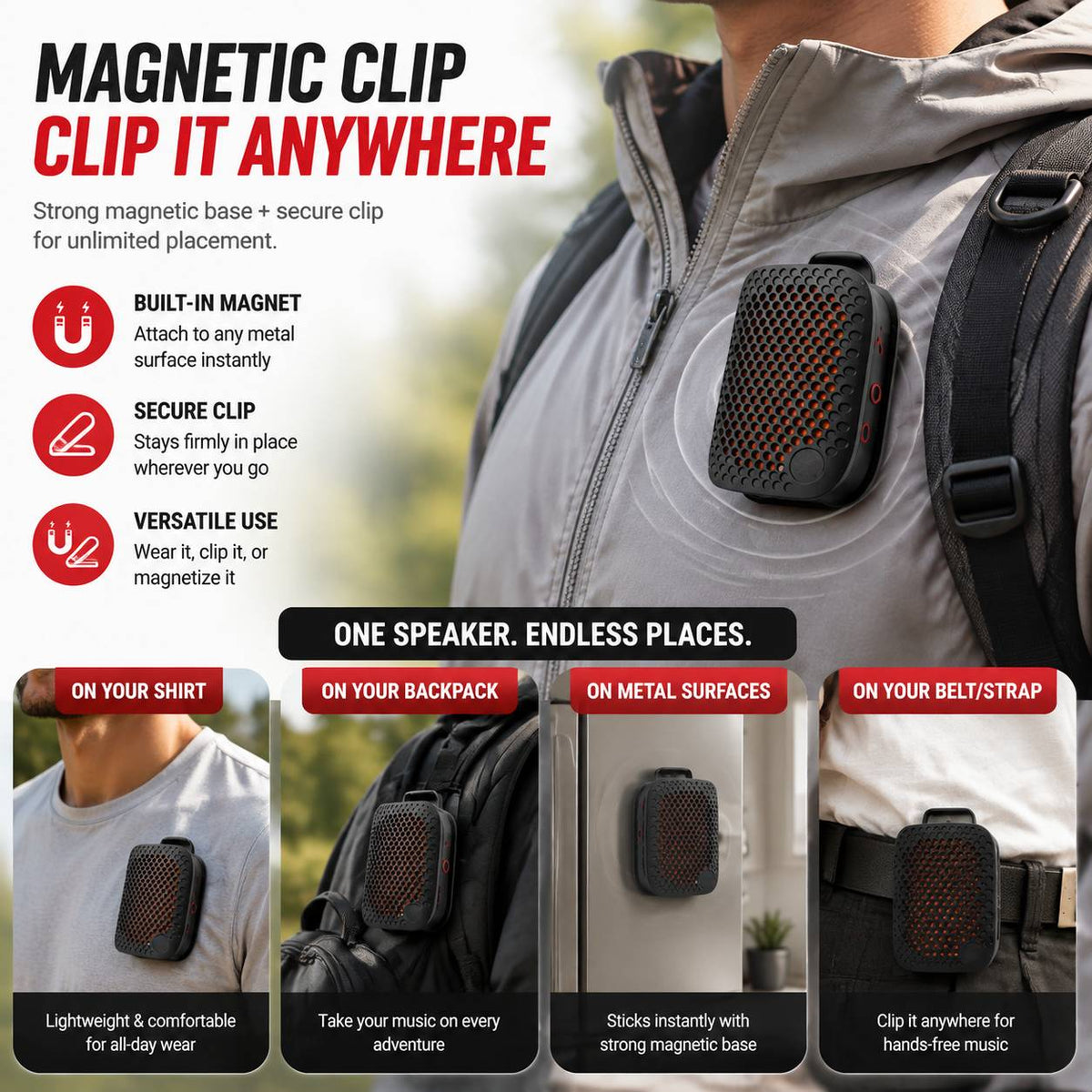 🏃Outdoor Clip-On Bluetooth Speaker I Waterproof Speakerfor Running & Cycling