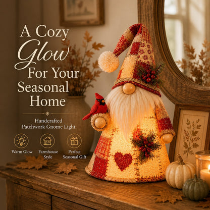 🔥 LAST DAY 49% OFF – 🐦 Patchwork Bird Gnome Light Collection | Warm Glowing Tabletop Decor with Farmhouse Patchwork Details for Mantels, Shelves & Holiday Gifts ✨（副本）