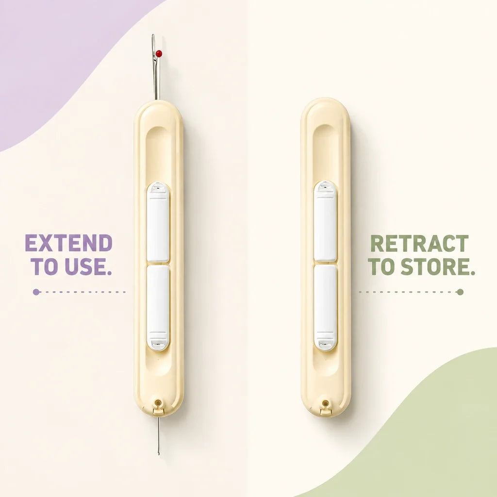 2-in-1 Needle Threader & Retractable Seam Ripper Tool