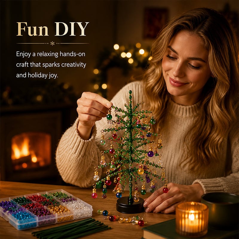 🎄Mini Tabletop DIY Beaded Christmas Tree Craft Kit | Handmade Holiday Home Decor