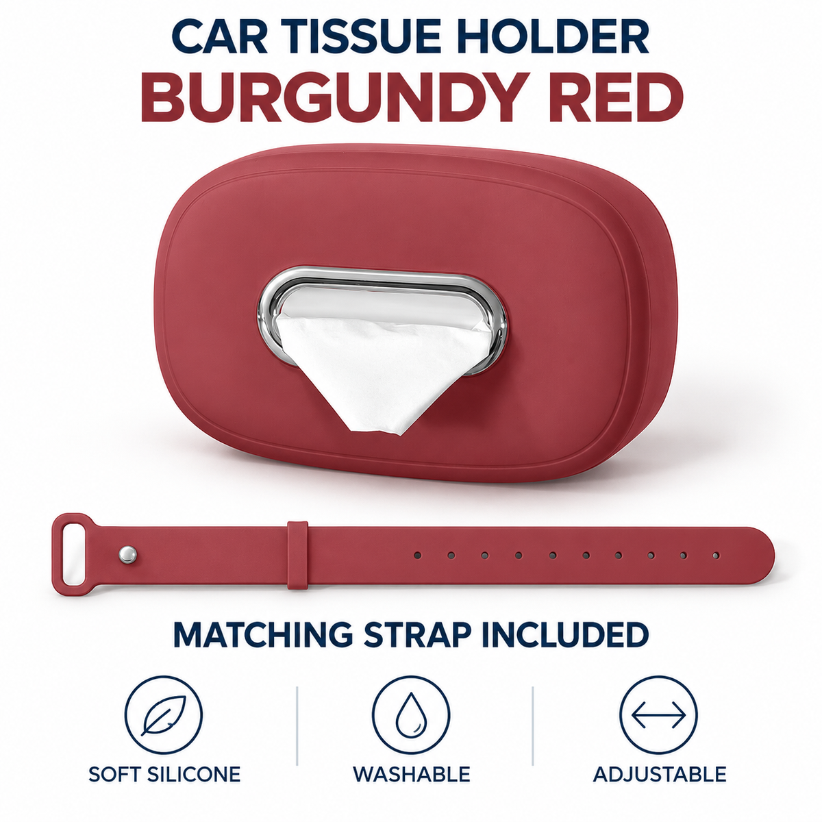 🚗 Keep Tissues Within Reach – Washable Silicone Car Headrest Tissue Holder