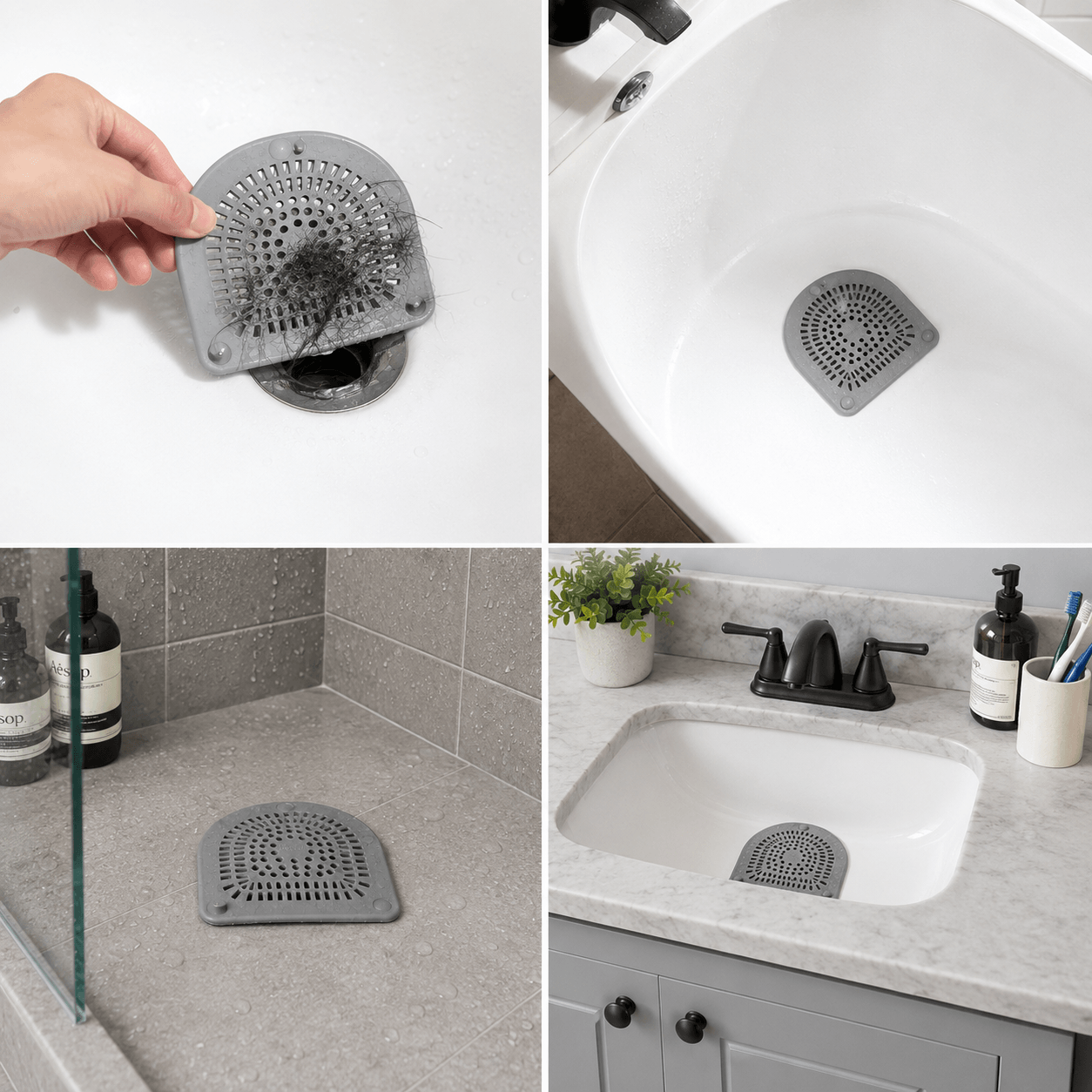 Silicone Shower Drain Hair Catcher 6" Flexible Dome Cover with Suction Cups for Bathtub, Shower & Pop-Up Drains