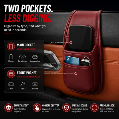 📱 Car Phone Storage Pocket – Slim Organizer for Phones, Keys & Cards