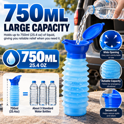 🚗 750ml Retractable Emergency Urinal – Portable Travel & Camping Toilet