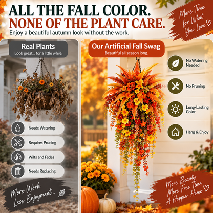 🏡 FALL PORCH FAVORITE | Cascading Artificial Fern Swag – Autumn Hanging Decor for Entryways, Columns & Gates