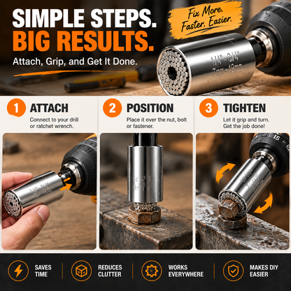 ⚙️2-piece Set Universal Multi-Size Adapter for Nuts, Bolts, Hooks & Everyday Fasteners