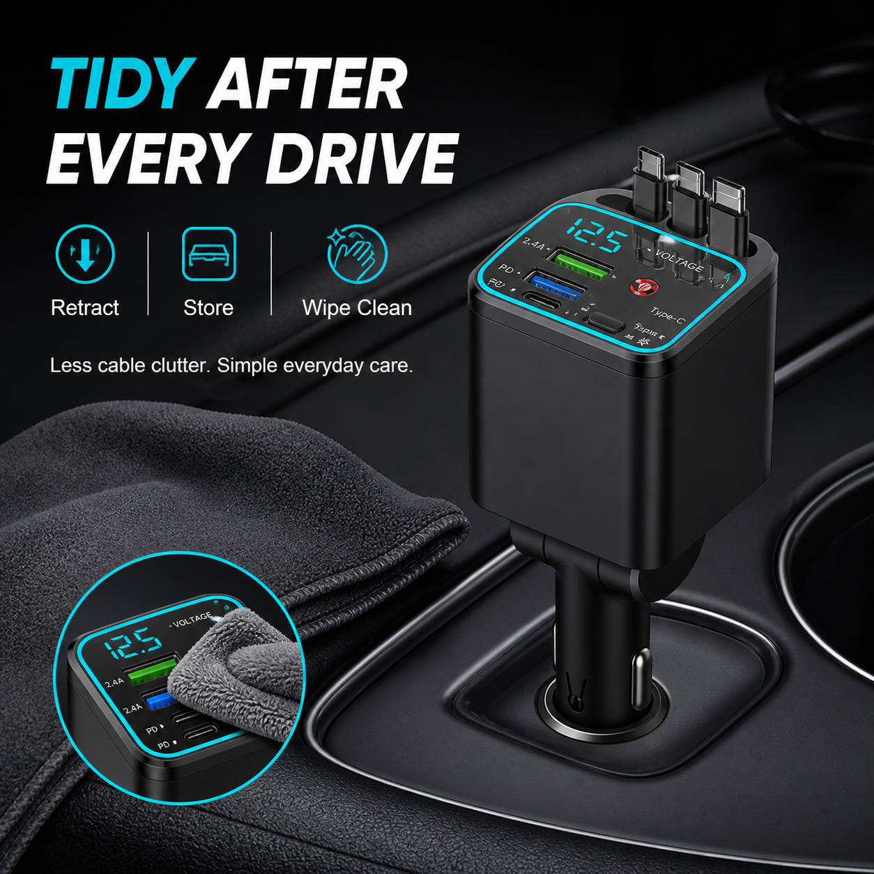 Starry Ambient Light 7-in-1 Fast Car Charger