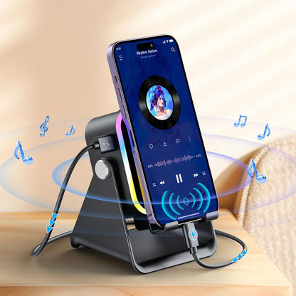 🔥🎶📱  5-in-1 Wireless Induction Bluetooth Speaker with Adjustable Phone Stand