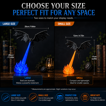 🔥 HOT SALE 🐉| 3D Fire-Breathing Dragon LED Display – Fantasy Bookshelf Decor with Glowing Flame