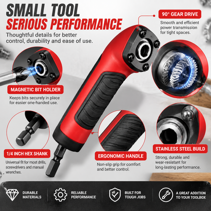 ⚙️ TIGHT SPACE DRILL ADAPTER | 90 Degree Right Angle Attachment for Drills & Screwdrivers with 1/4' Hex Shank