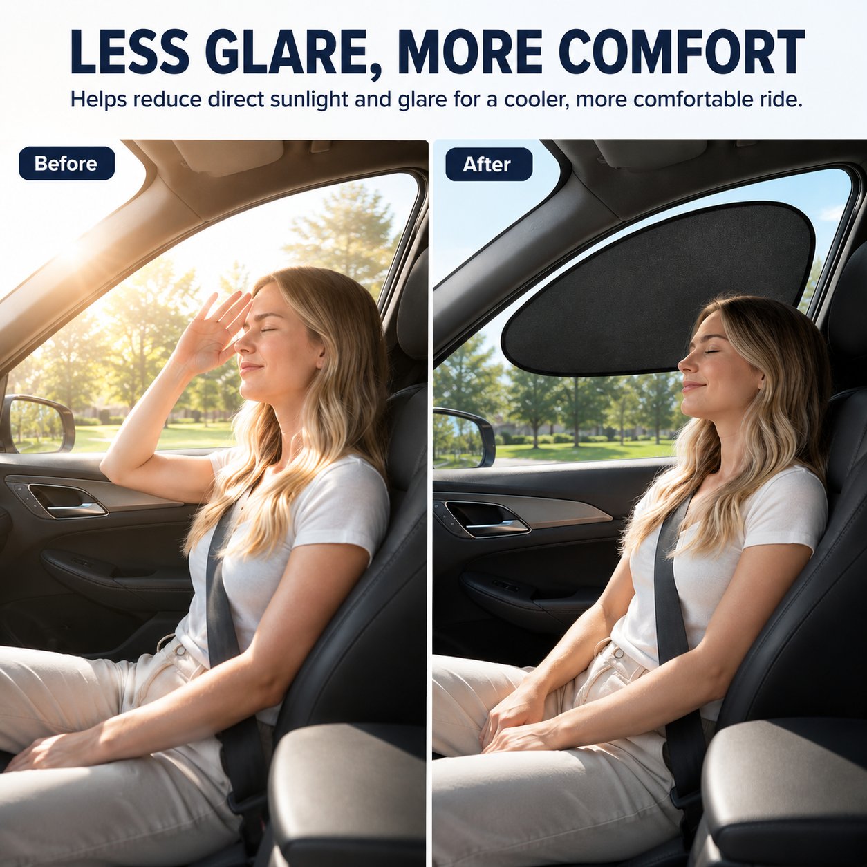 2/4-Pack Car Window Sun Shades - Static Cling UV Blocker & Glare Protector, Foldable Auto Accessories for Sedans & SUVs