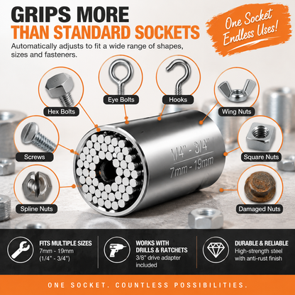 ⚙️2-piece Set Universal Multi-Size Adapter for Nuts, Bolts, Hooks & Everyday Fasteners