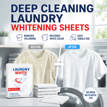 🤍 Laundry Whitening Sheets for White Clothes – Deep Stain & Yellowing Remover, Easy Toss-and-Wash Laundry Booster ✨