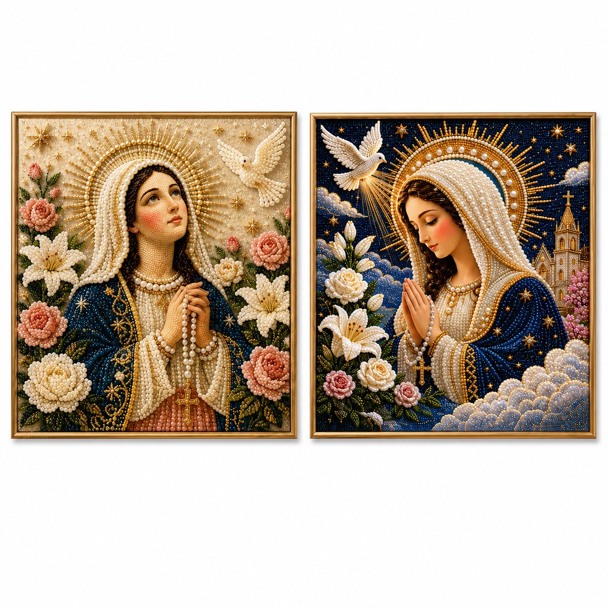 🔥HOT SALE🔥🙏 Divine Pearl Bead Virgin Mary Icon – A Peaceful DIY Faith Art Gift ✨