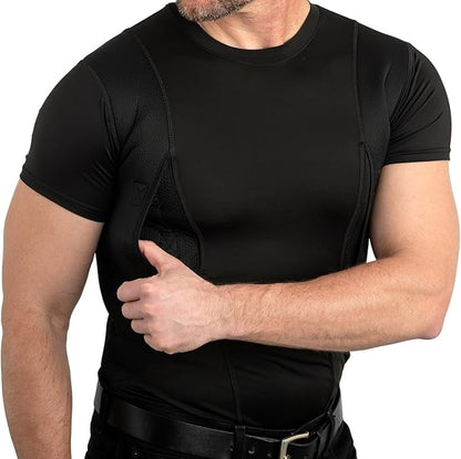 Compression Tactical Short Sleeve T-Shirt with Dual Side Hidden Pockets