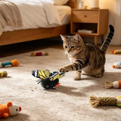 🦋 Fluttering Electric Butterfly Cat Toy | Interactive Moving Playmate for Indoor Kitties