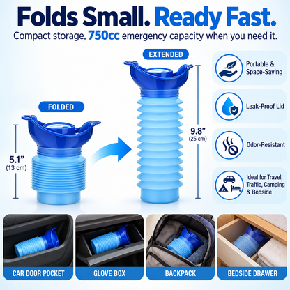 🚗 750ml Retractable Emergency Urinal – Portable Travel & Camping Toilet
