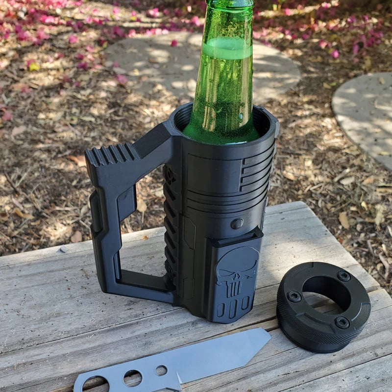 🥤🔥Assault-Style Tactical Koozie with Built-In Bottle Opener – 3 Sizes for Bottles & Cans