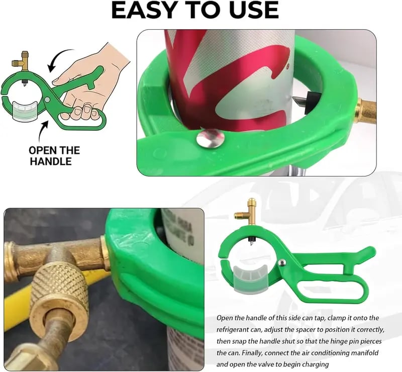 3-in-1 Refrigerant Can Tap Valve for R12 & R134A Car AC Charging