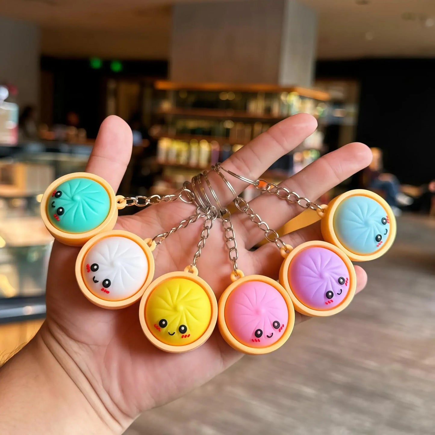 2026 Hot Sale🎀 Cute Dumpling Pressable Fidget Keychain – Adorable Stress Relief Charm