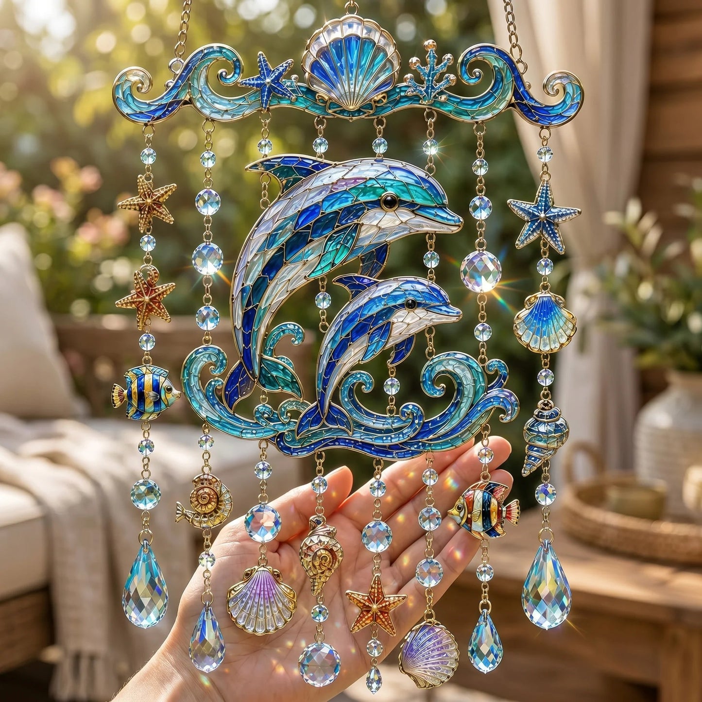 🐋 Ocean-Themed Crystal Wind Chime – Bring the Ocean Glow to Your Garden (📦Buy 2 Free Shipping)