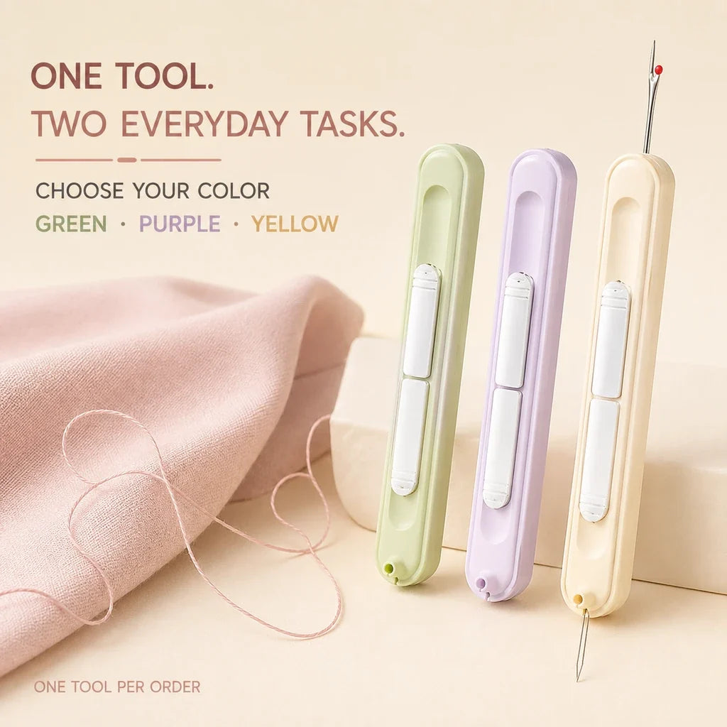 2-in-1 Needle Threader & Retractable Seam Ripper Tool