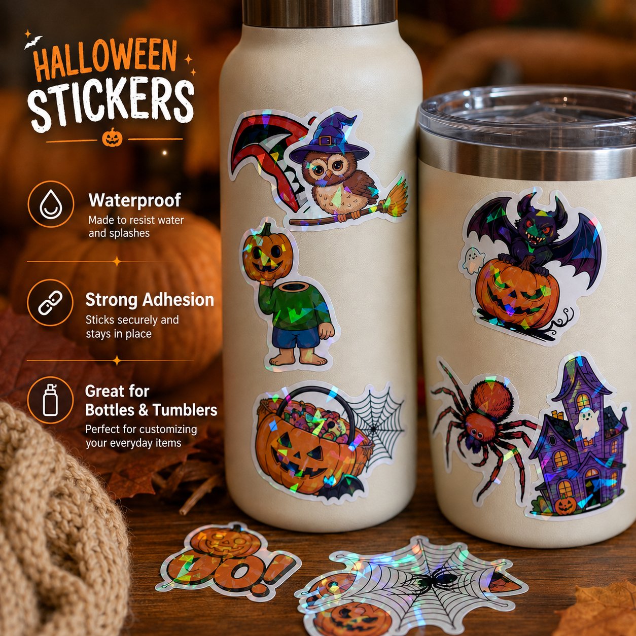 🎃 Holographic Halloween Sticker Pack — Add Spooky Sparkle Everywhere! 👻✨