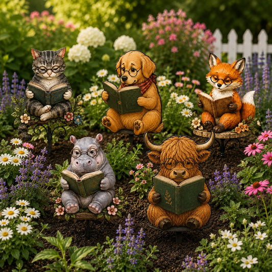 🎉😺🐶Animal Reading Garden Stake📖