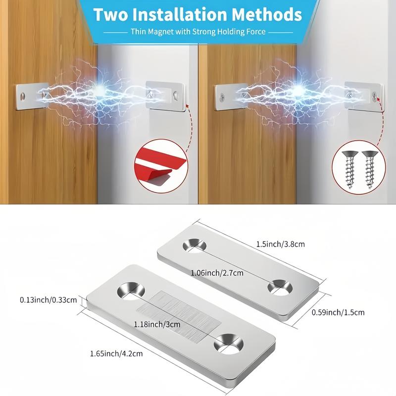 16 Pair Counts Cupboard Magnetic Catch without Punching, 3-Step Stick-On Install - No Tools Needed