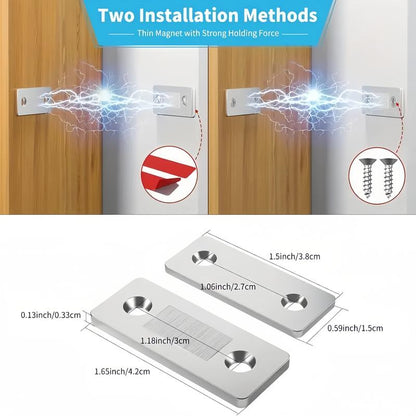 16 Pair Counts Cupboard Magnetic Catch without Punching, 3-Step Stick-On Install - No Tools Needed