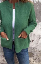 🔥 Round Neck Zipper Knitted Jacket