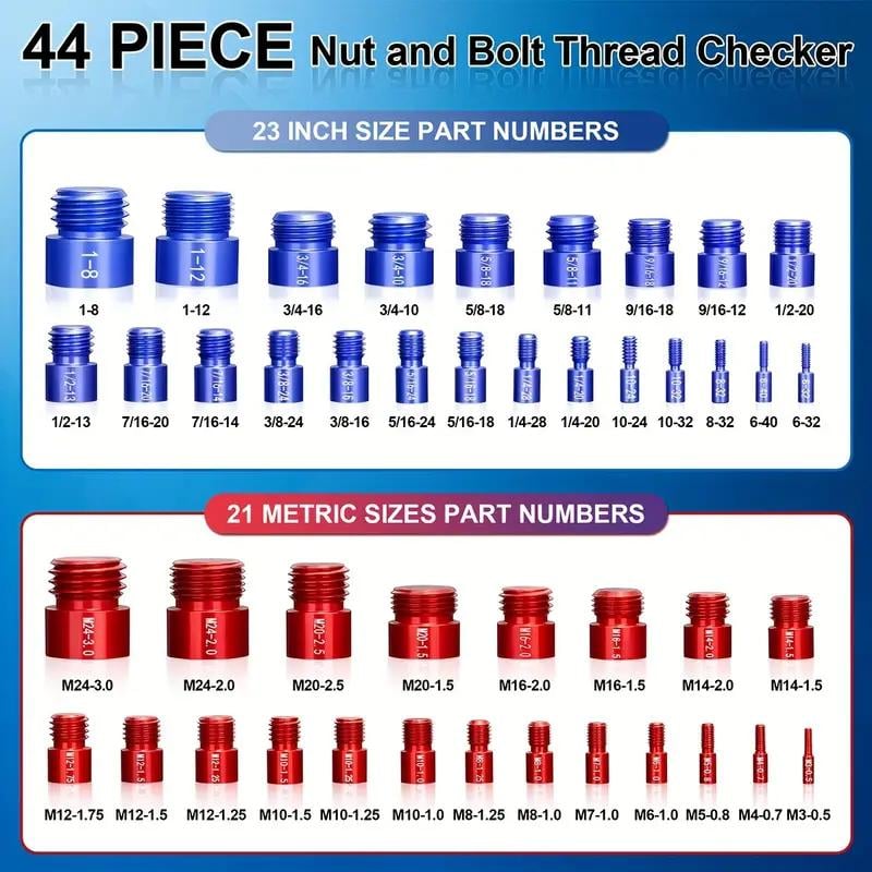 🔥Flash Sale 49% Off✨44Pcs Alloy Nut and Bolt Thread Inspector