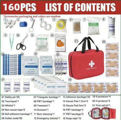 🔥330 Piece Waterproof Compact First Aid Kit | Comprehensive Emergency Survival Kit for Home, Travel, Camping, Car & Outdoor Use