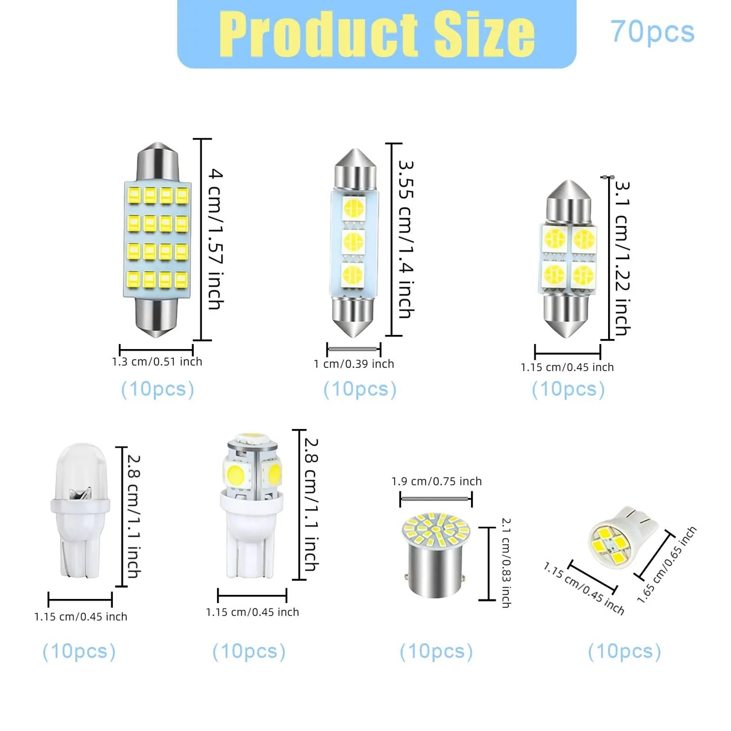 🔥70& 42 Pcs Interior Car Light Kit