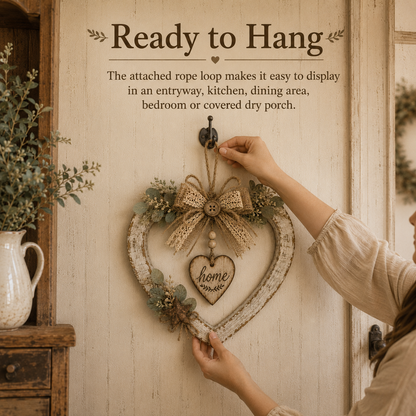 🤎Rustic Farmhouse Heart Wall Decor with “Home” Sign