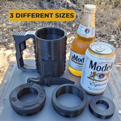 🥤🔥Assault-Style Tactical Koozie with Built-In Bottle Opener – 3 Sizes for Bottles & Cans