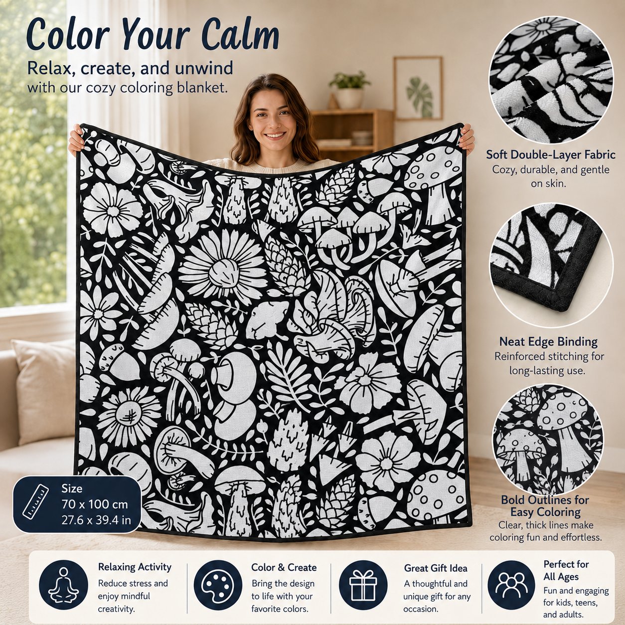 🎨 DIY Doodle Blanket — Color, Create & Make It Uniquely Yours! ✨