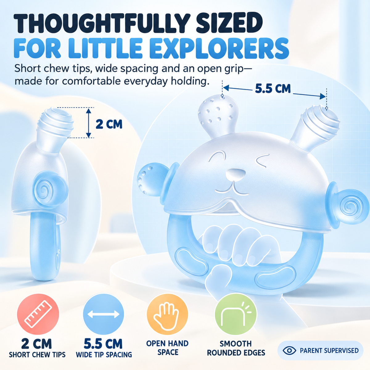 🐰 360° Food-Grade Silicone Bunny Teether – Full-Hand Easy-Grip Design