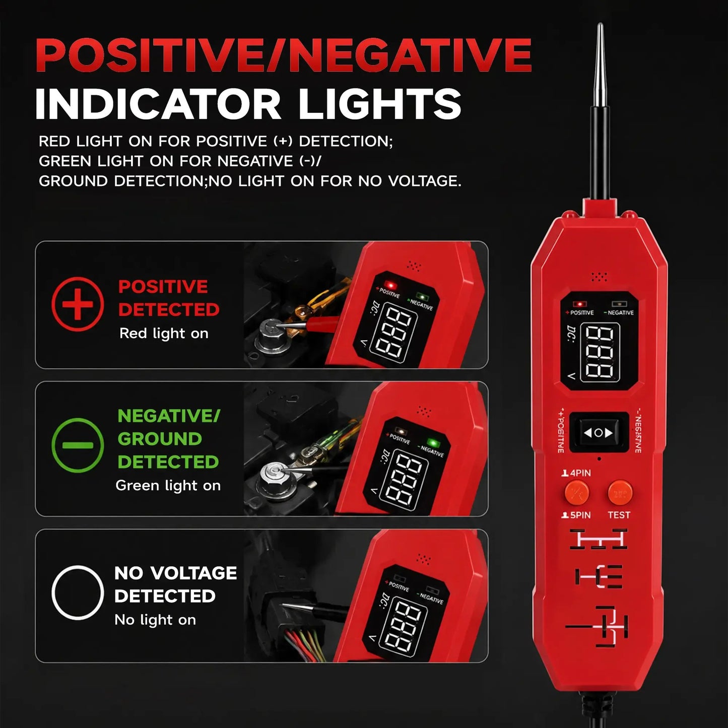 🔧Automotive Circuit & Relay Tester,12V/24V Vehicle Electrical Diagnostic Probe for Auto Repair