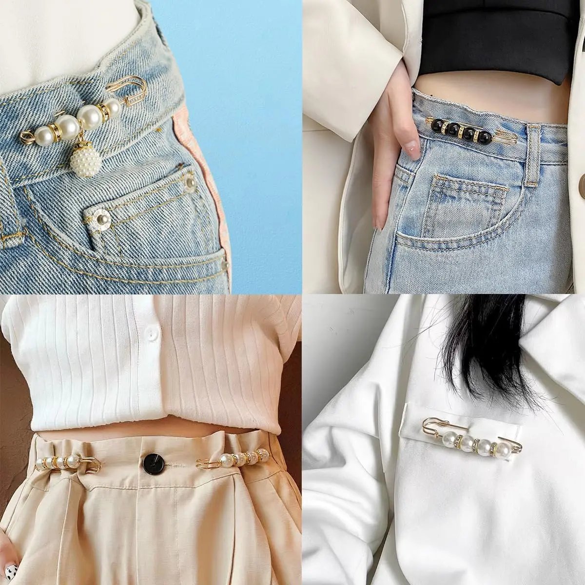 🔥6-Piece Pearl Brooch Pin Set - Decorative Mixed-Style Fasteners for Cardigans & Dresses