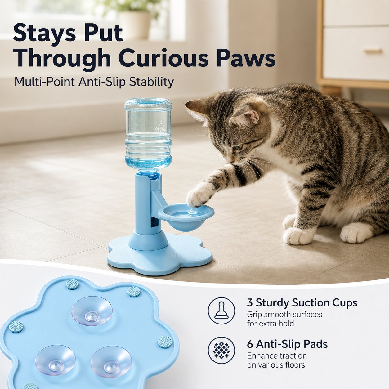 🎖️Gravity Cat Water Dispenser 🐱Cordless Raised Pet Water Bowl Anti-Spill ⚡No Electricity Needed